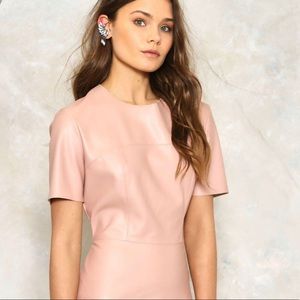 Pink Faux Leather Dress